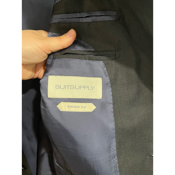SuitSupply Charcoal Napoli Single Breasted Pure Wool Suit Jacket Size 46 Long - Picture 7 of 12